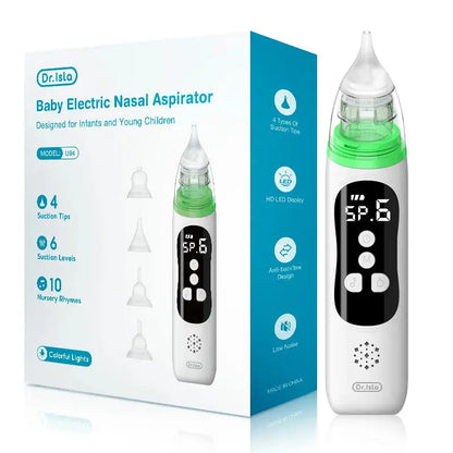 Dr.isla Baby Electric Nasal Aspirator Nose Suction Device with Food Grade Silicone Mouthpiece 6 Suction Modes and Soothing Music Lonzaro Kids