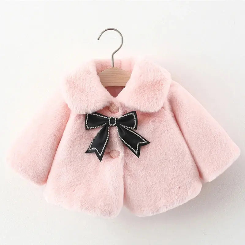 Winter Jacket For Baby Girl Clothes Fashion Christmas Princess Cloak Autumn Warm Faux Fur Girls Coat Plush Baby Outwear Lonzaro Kids