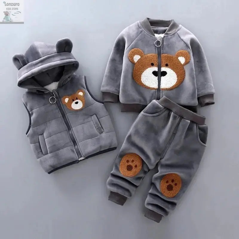 Schattige Fleece Baby Set met Beer print Lonzaro Kids
