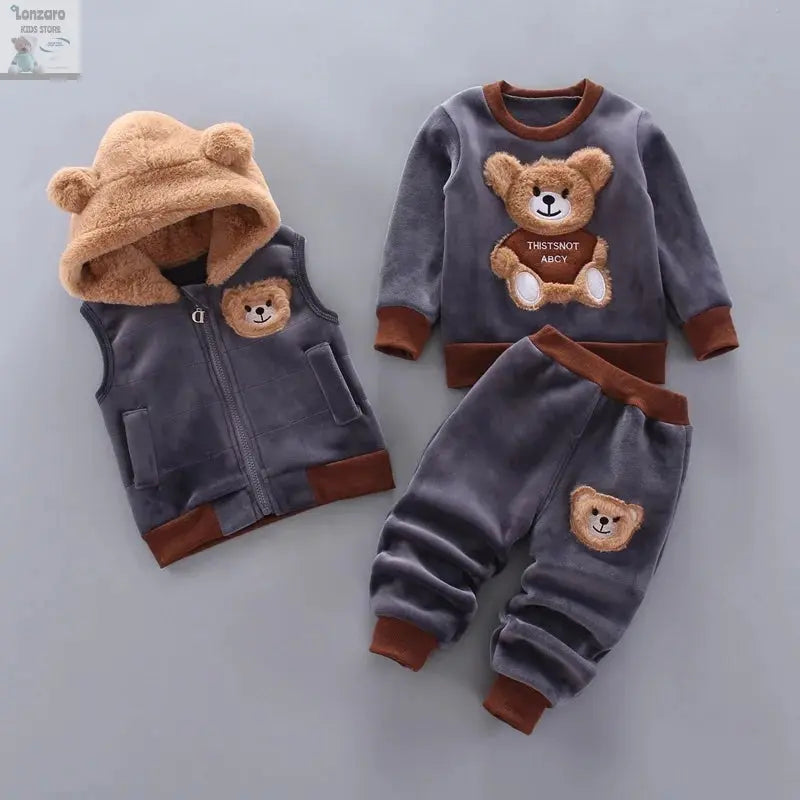 Schattige Fleece Baby Set met Beer print Lonzaro Kids