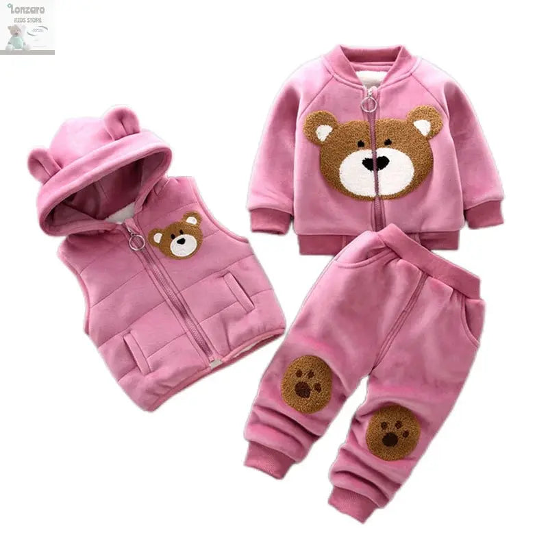 Schattige Fleece Baby Set met Beer print Lonzaro Kids