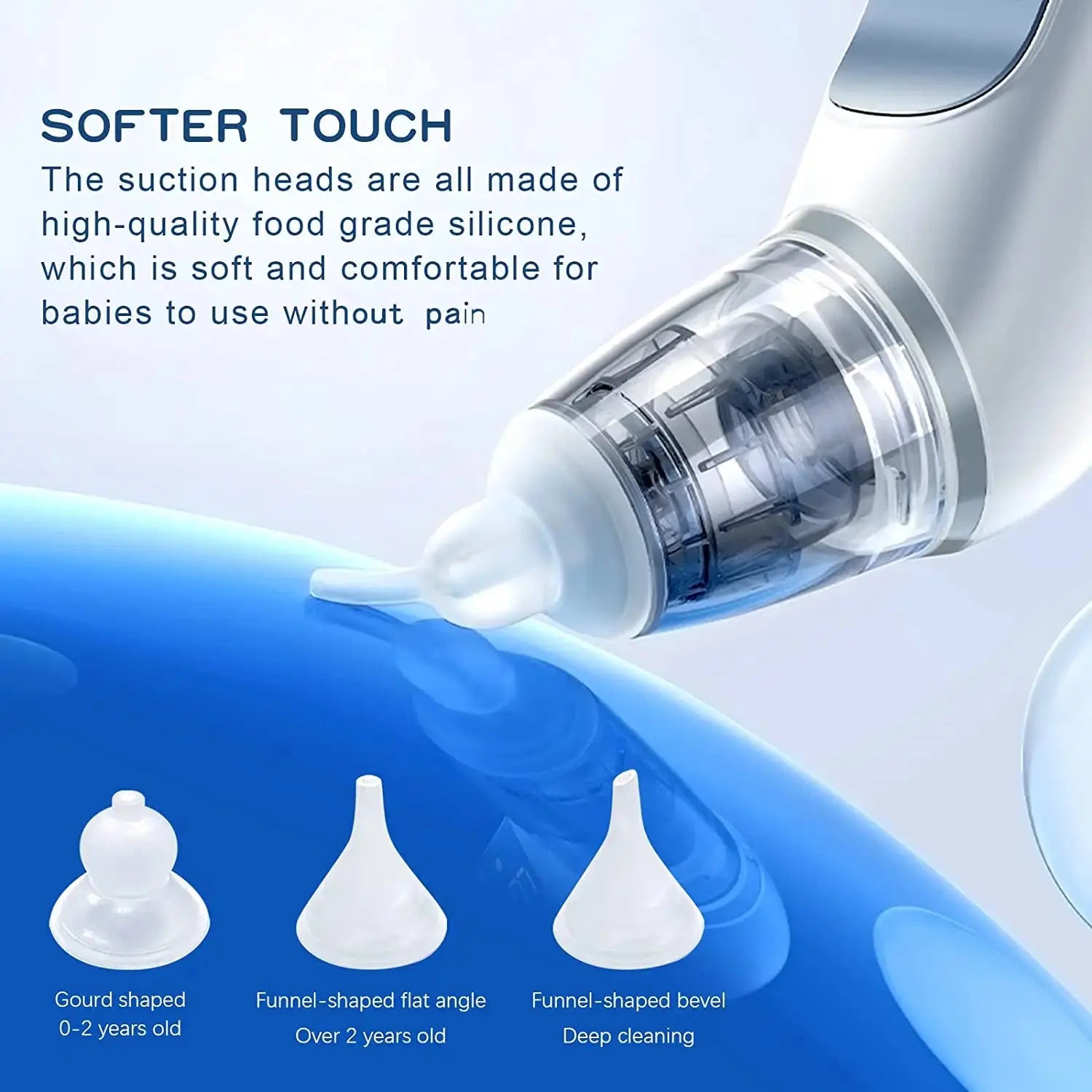 Baby Electric Nasal Aspirator Nose Suction Device with Food Grade Silicone Mouthpiece 3 Suction Modes and Soothing Music Lonzaro Kids