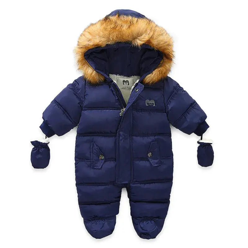 Winter Baby Jumpsuit Thick Warm Infant Hooded Inside Fleece Rompers Newborn Boy Girl Overalls Outerwear Kids Snowsuit Lonzaro Kids