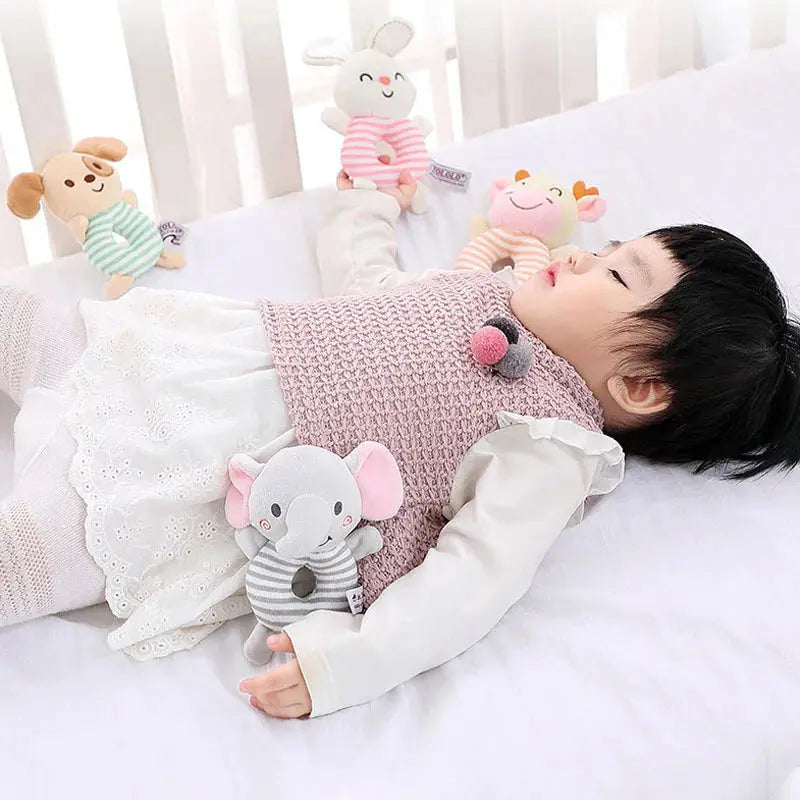 New Baby Rattle Toys Cartoon Animals Plush Infant Hand Ring Bed Toys for Newborn 0-24 Months Toddler Early Educational Toy Lonzaro Kids