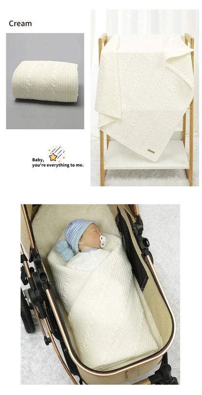 Solid Color Newborn Baby Swaddle Blankets Breathable Knitwear Infant Security Blankets Soft Acrylic Toddler Receiving Blankets Lonzaro Kids