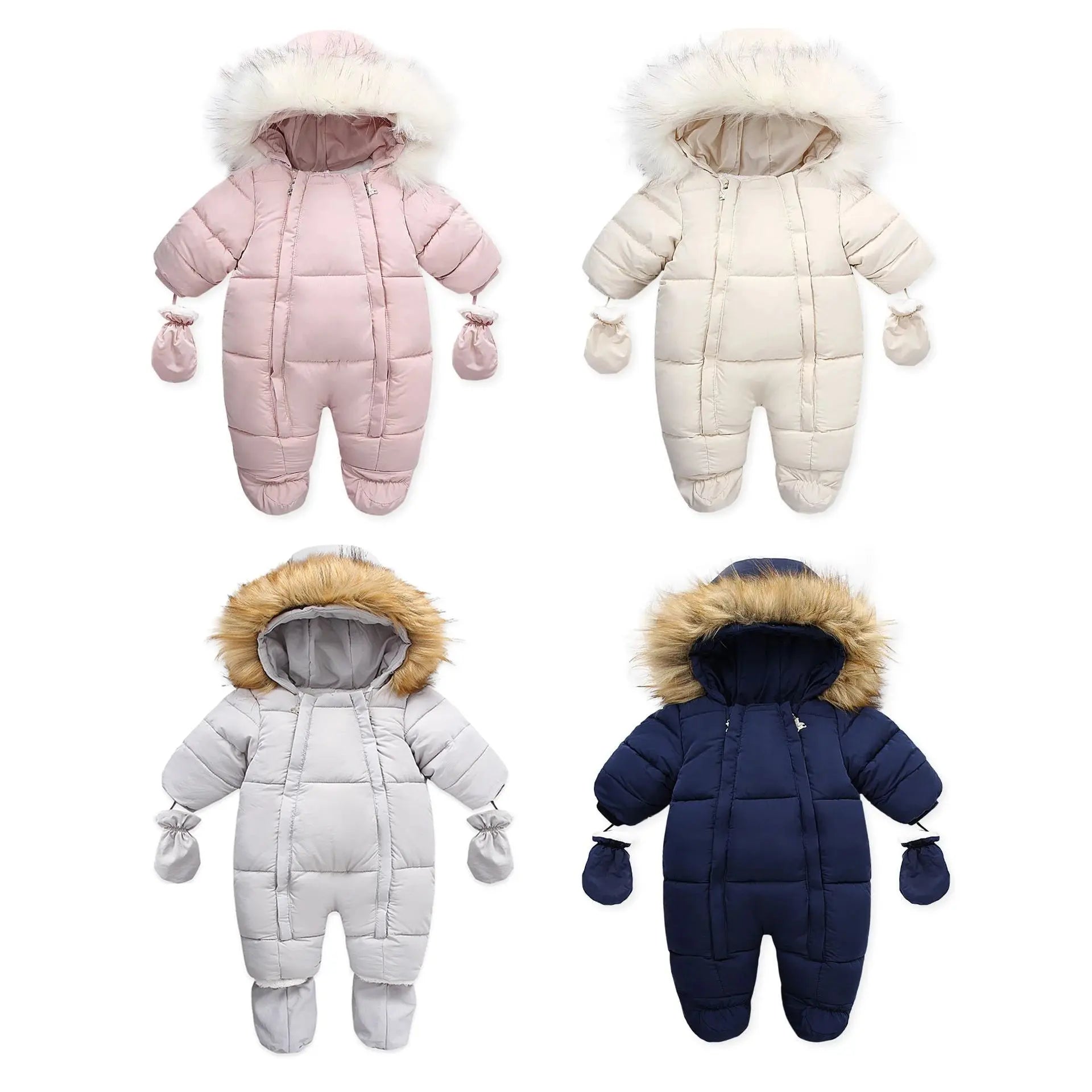 Winter Baby Jumpsuit Thick Warm Infant Hooded Inside Fleece Rompers Newborn Boy Girl Overalls Outerwear Kids Snowsuit Lonzaro Kids