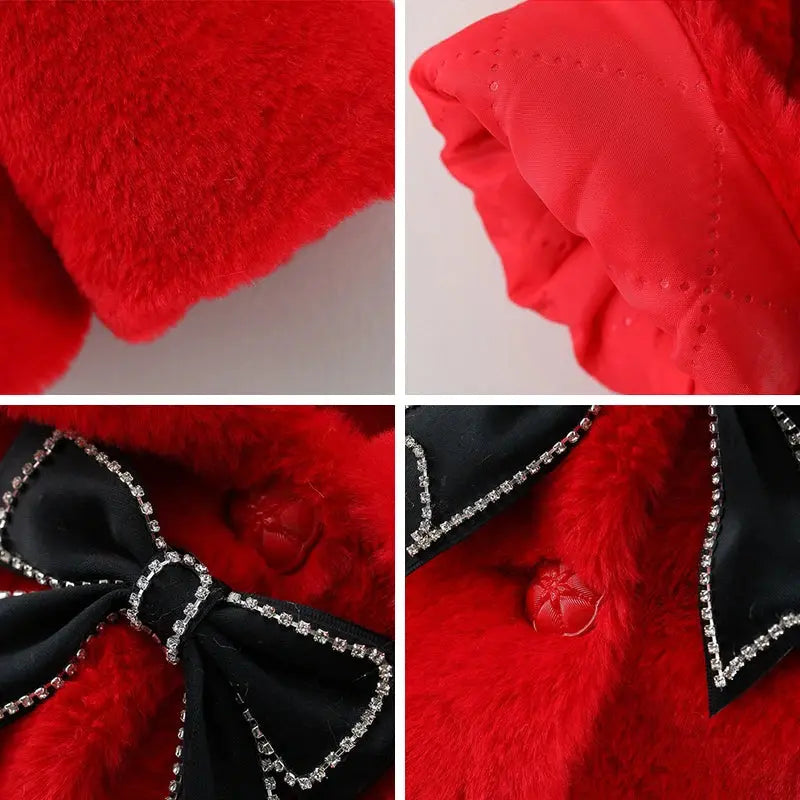 Winter Jacket For Baby Girl Clothes Fashion Christmas Princess Cloak Autumn Warm Faux Fur Girls Coat Plush Baby Outwear Lonzaro Kids