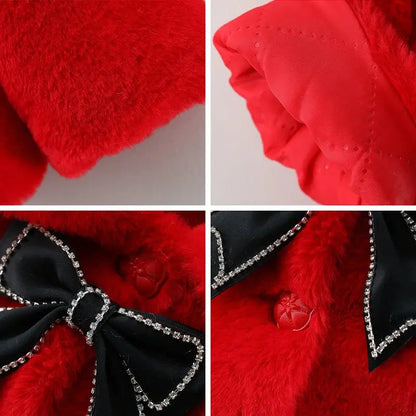 Winter Jacket For Baby Girl Clothes Fashion Christmas Princess Cloak Autumn Warm Faux Fur Girls Coat Plush Baby Outwear Lonzaro Kids