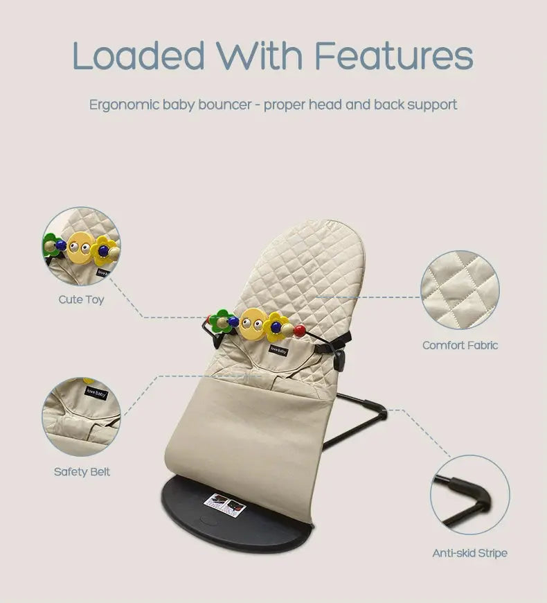 Baby Rocking Chair with Toys Foldable Swing Chair for Babies & Toddlers Three-speed Height Adjustment Baby Comfort Chair Lonzaro Kids