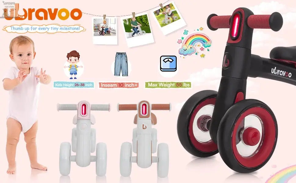 Sliding Balance Bike - 3-Mode Headlight & 4 Transparent Silence Wheels, Ideal Ride-On Toy for Birthday and Early Learning Lonzaro Kids