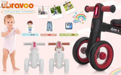 Sliding Balance Bike - 3-Mode Headlight & 4 Transparent Silence Wheels, Ideal Ride-On Toy for Birthday and Early Learning Lonzaro Kids