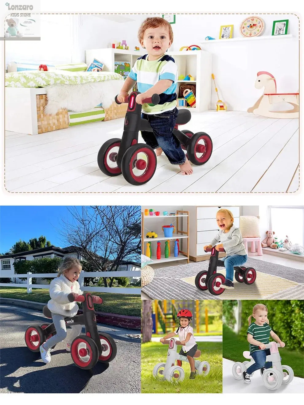 Sliding Balance Bike - 3-Mode Headlight & 4 Transparent Silence Wheels, Ideal Ride-On Toy for Birthday and Early Learning Lonzaro Kids