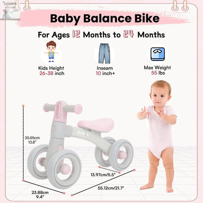 Sliding Balance Bike - 3-Mode Headlight & 4 Transparent Silence Wheels, Ideal Ride-On Toy for Birthday and Early Learning Lonzaro Kids