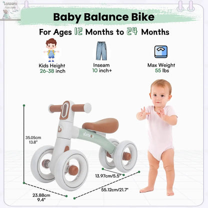 Sliding Balance Bike - 3-Mode Headlight & 4 Transparent Silence Wheels, Ideal Ride-On Toy for Birthday and Early Learning Lonzaro Kids