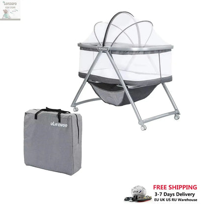 UBRAVOO All Mesh Baby Crib with Mattress 3-in-1 for Newborn , Travel Cot | Cradle | Crib on Wheels Convertible with Mosquito net Lonzaro Kids