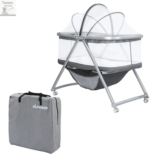 UBRAVOO All Mesh Baby Crib with Mattress 3-in-1 for Newborn , Travel Cot | Cradle | Crib on Wheels Convertible with Mosquito net Lonzaro Kids