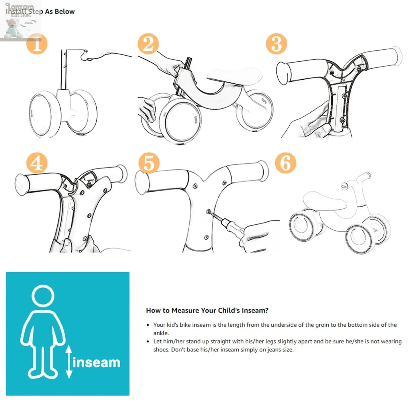 UBRAVOO Baby Balance Fiets 4Wiel Actie Lonzaro Kids
