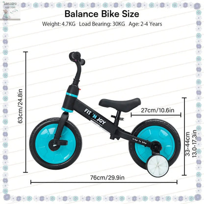 UBRAVOO Fit 'n Joy Beginner Toddler Training Bicycle for Boys Girls 2-4, 4-in-1 Kids Balance Bike with Pedals & Training Wheels Lonzaro Kids