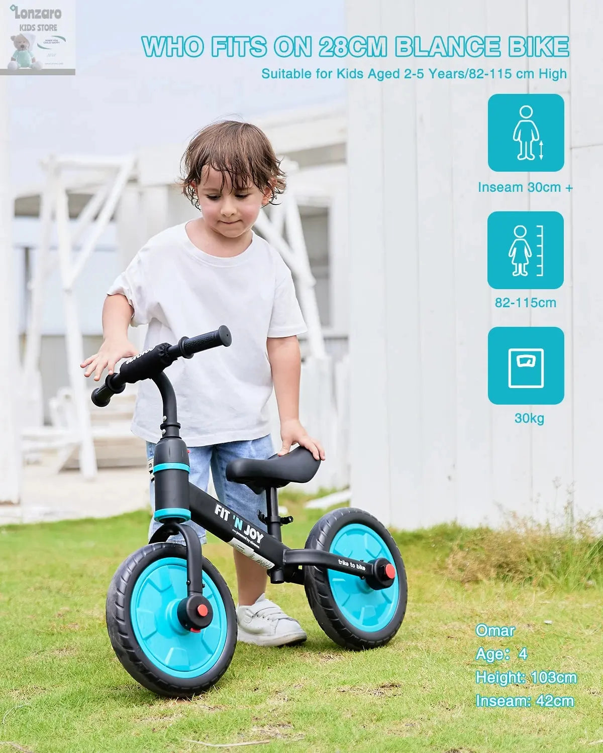 UBRAVOO Fit 'n Joy Beginner Toddler Training Bicycle for Boys Girls 2-4, 4-in-1 Kids Balance Bike with Pedals & Training Wheels Lonzaro Kids