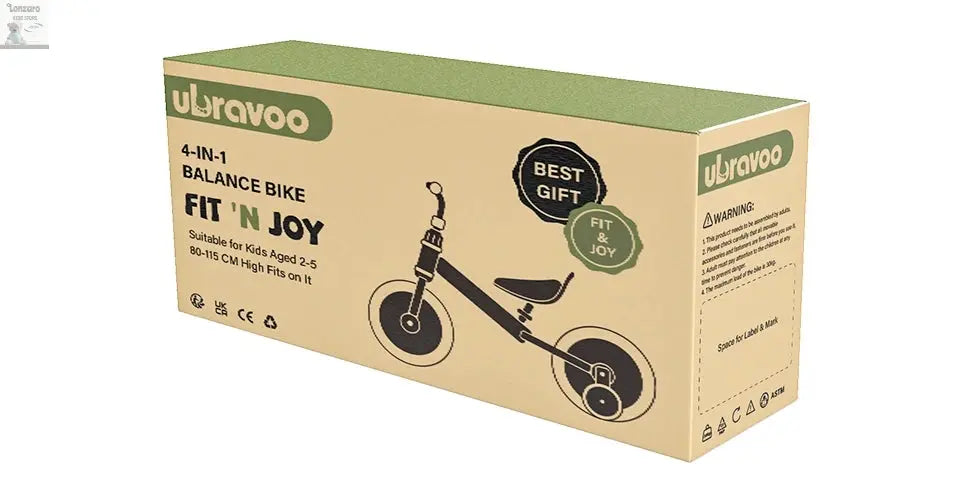 UBRAVOO Fit 'n Joy Beginner Toddler Training Bicycle for Boys Girls 2-4, 4-in-1 Kids Balance Bike with Pedals & Training Wheels Lonzaro Kids