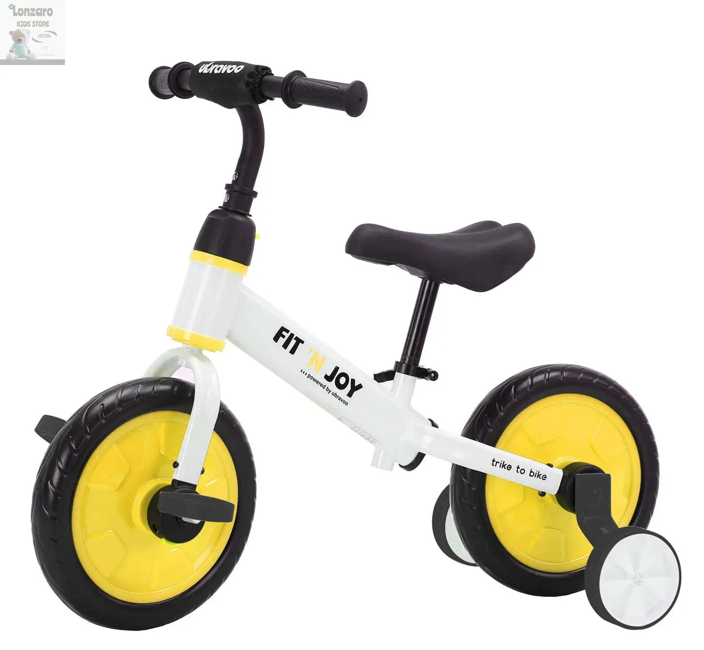 UBRAVOO Fit 'n Joy Beginner Toddler Training Bicycle for Boys Girls 2-4, 4-in-1 Kids Balance Bike with Pedals & Training Wheels Lonzaro Kids