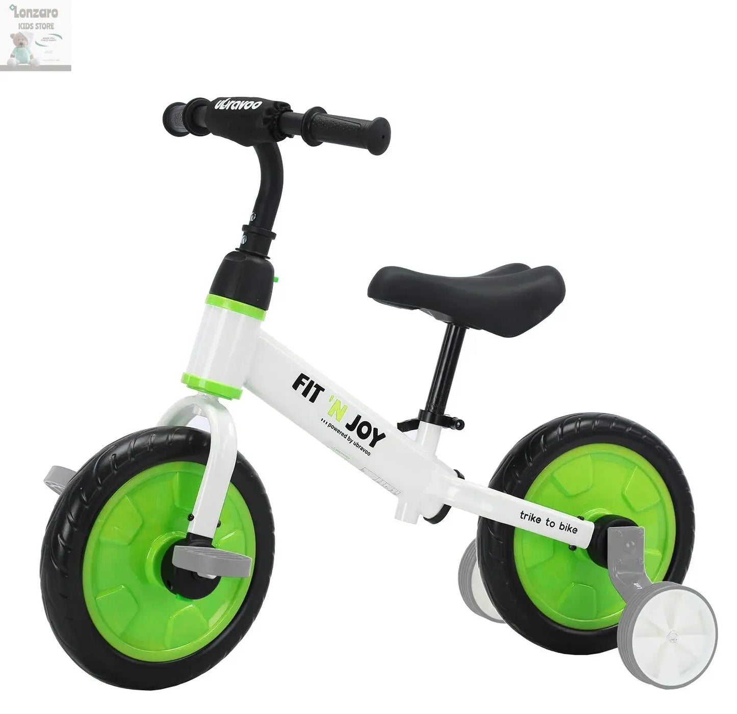 UBRAVOO Fit 'n Joy Beginner Toddler Training Bicycle for Boys Girls 2-4, 4-in-1 Kids Balance Bike with Pedals & Training Wheels Lonzaro Kids