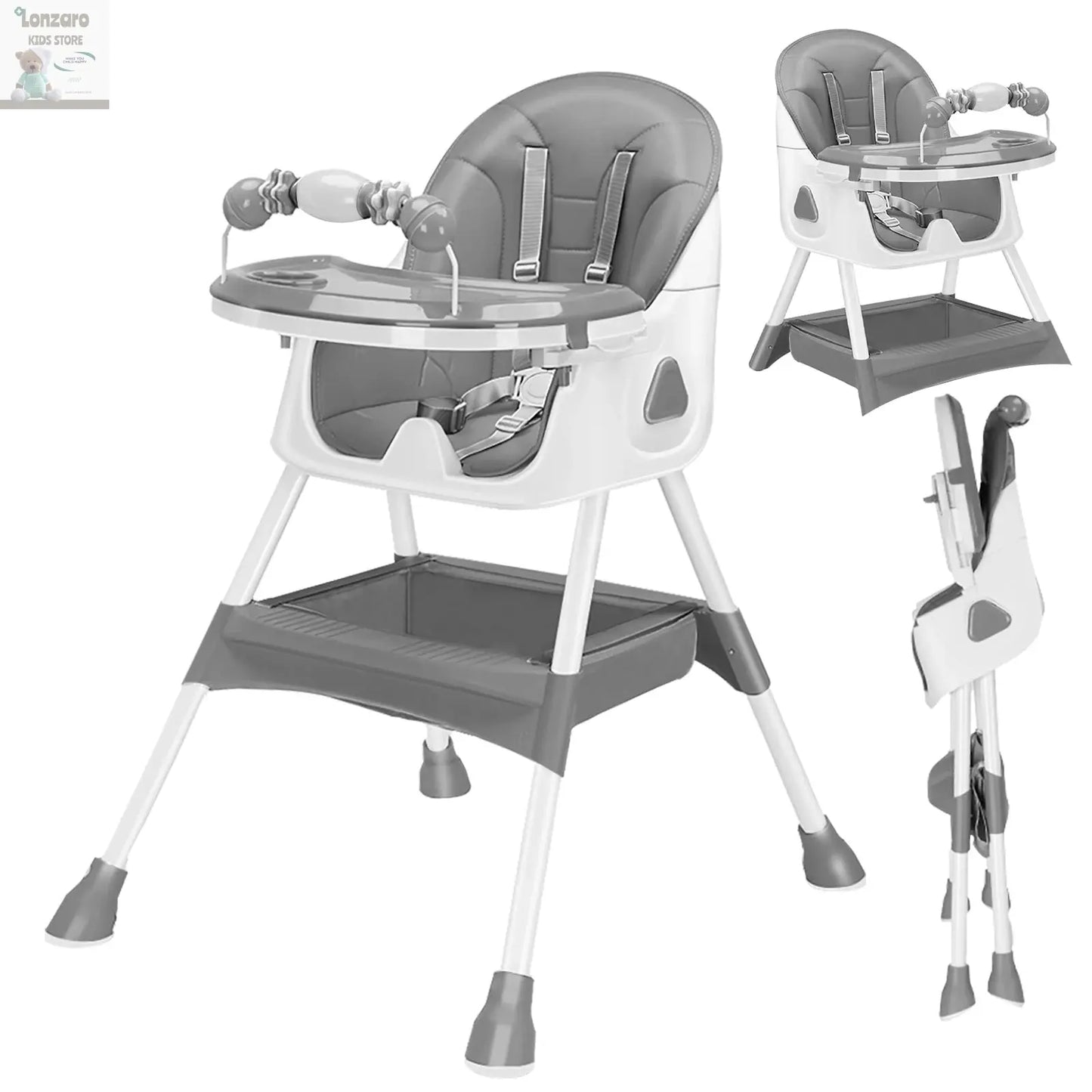 UBRAVOO Foldable Baby High Chair 6 Months Plus, with Large Antislip Pad & ToyRack, Easy to Clean Feeding , E500 Lonzaro Kids