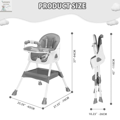 UBRAVOO Foldable Baby High Chair 6 Months Plus, with Large Antislip Pad & ToyRack, Easy to Clean Feeding , E500 Lonzaro Kids