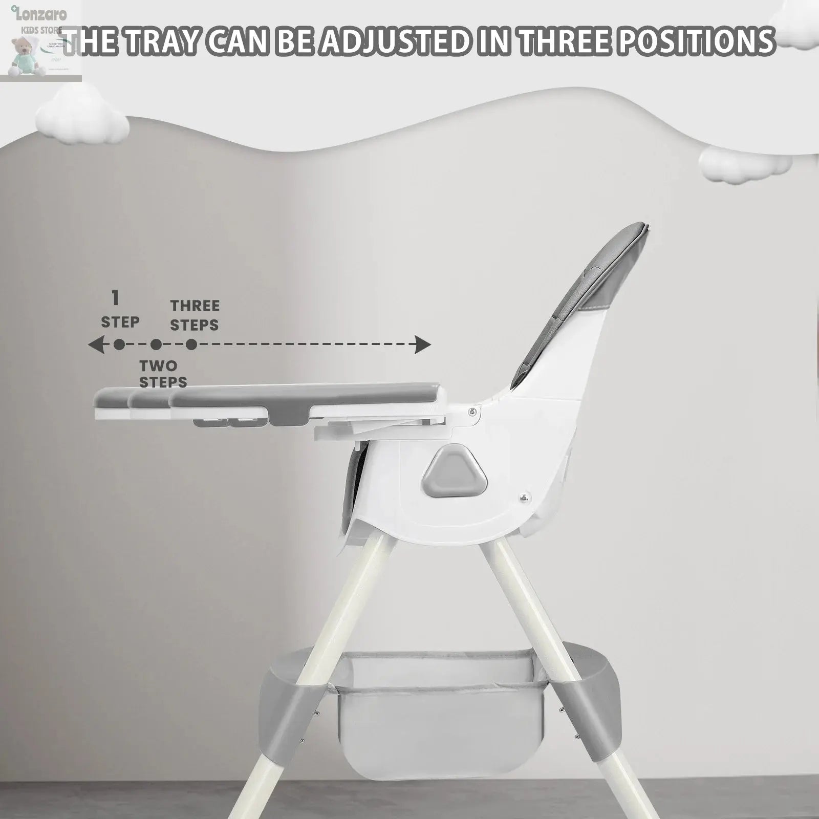 UBRAVOO Foldable Baby High Chair 6 Months Plus, with Large Antislip Pad & ToyRack, Easy to Clean Feeding , E500 Lonzaro Kids