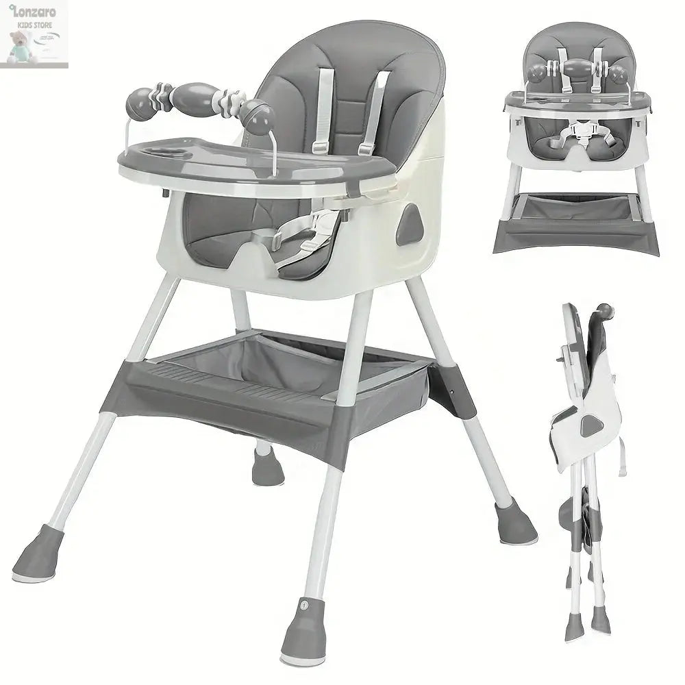 UBRAVOO Foldable Baby High Chair 6 Months Plus, with Large Antislip Pad & ToyRack, Easy to Clean Feeding , E500 Lonzaro Kids