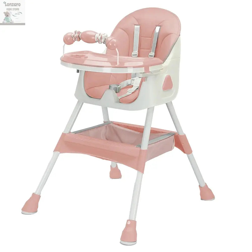 UBRAVOO Foldable Baby High Chair 6 Months Plus, with Large Antislip Pad & ToyRack, Easy to Clean Feeding , E500 Lonzaro Kids