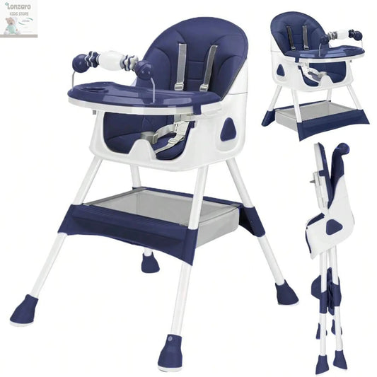 UBRAVOO Foldable Baby High Chair 6 Months Plus, with Large Antislip Pad & ToyRack, Easy to Clean Feeding , E500 Lonzaro Kids