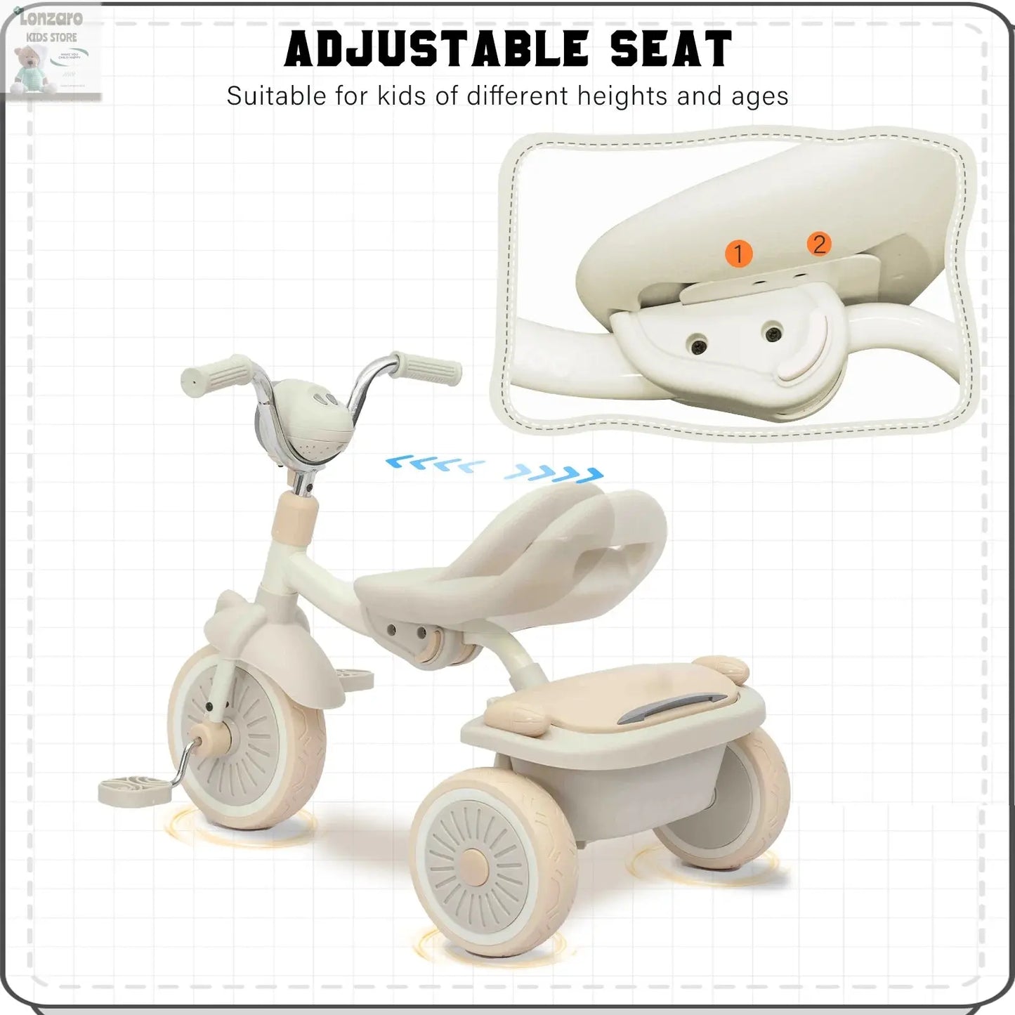 UBRAVOO Vouwbare Trike met Verlichting en Schokdemping Lonzaro Kids