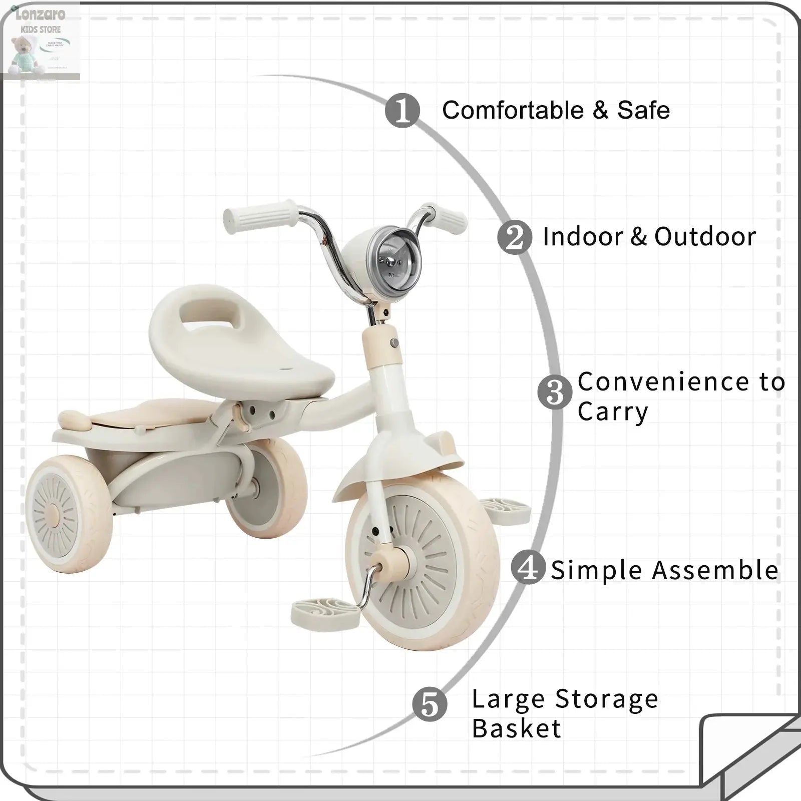 UBRAVOO Vouwbare Trike met Verlichting en Schokdemping Lonzaro Kids
