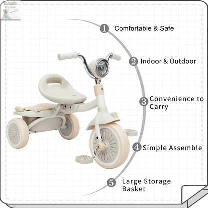UBRAVOO Vouwbare Trike met Verlichting en Schokdemping Lonzaro Kids