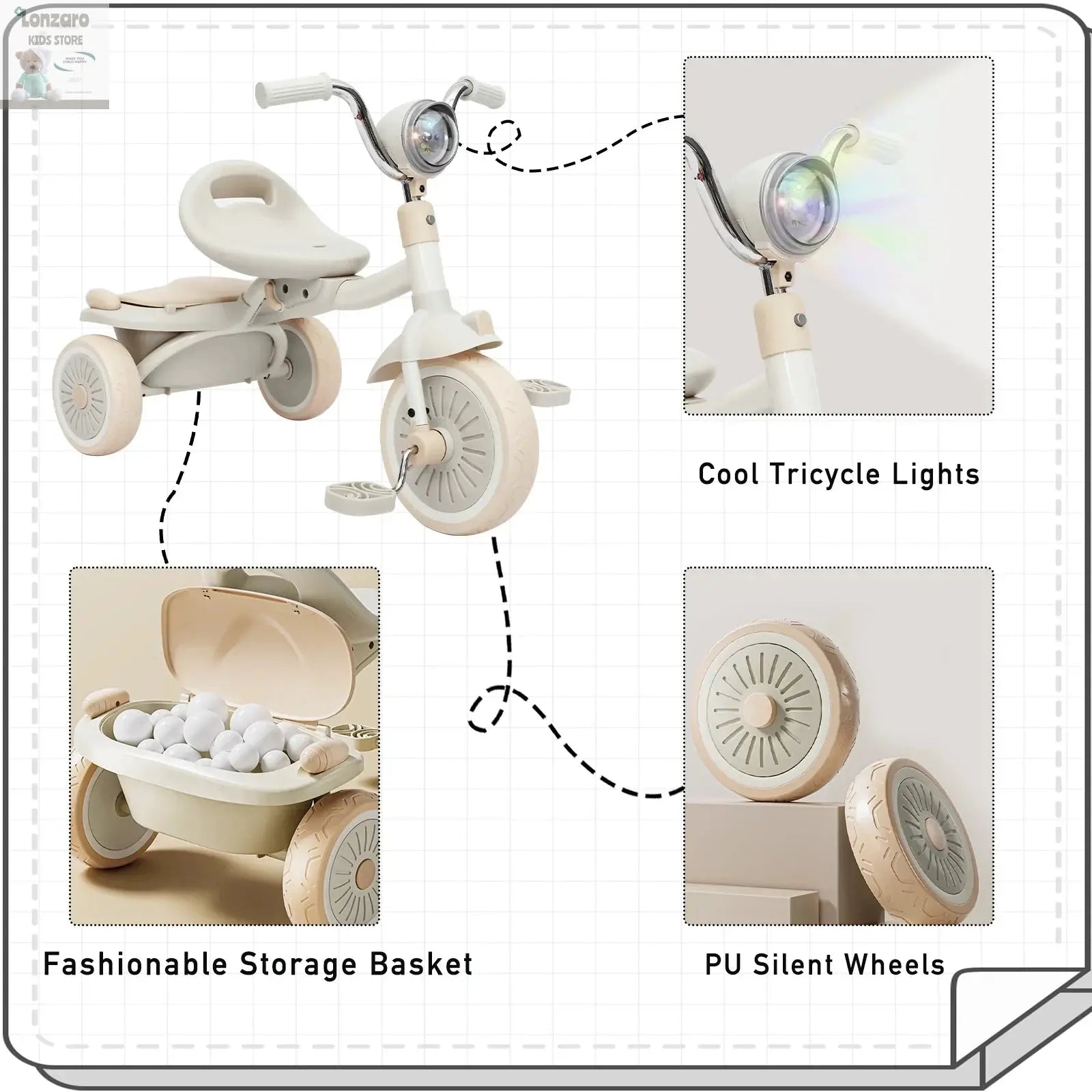 UBRAVOO Vouwbare Trike met Verlichting en Schokdemping Lonzaro Kids