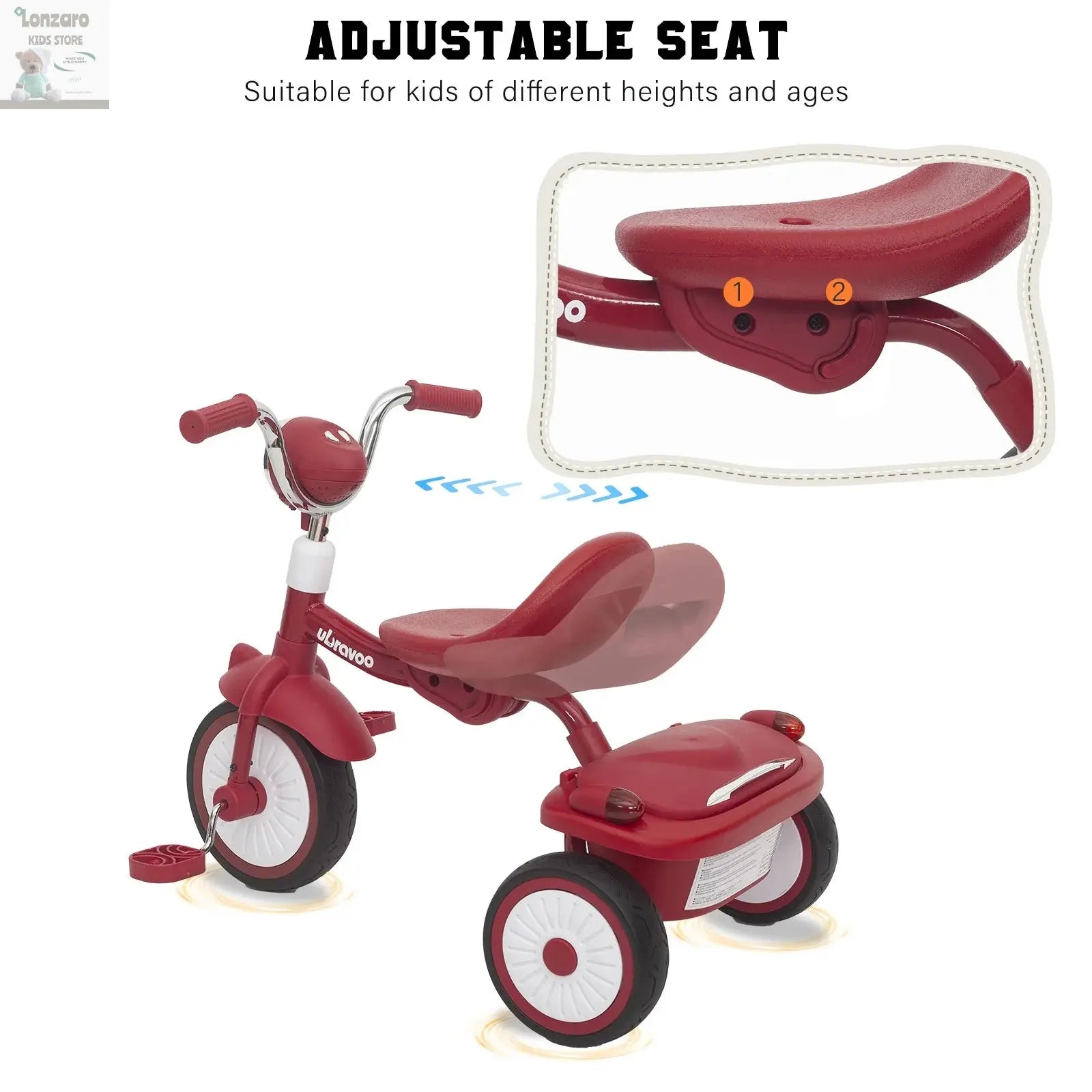 UBRAVOO Vouwbare Trike met Verlichting en Schokdemping Lonzaro Kids