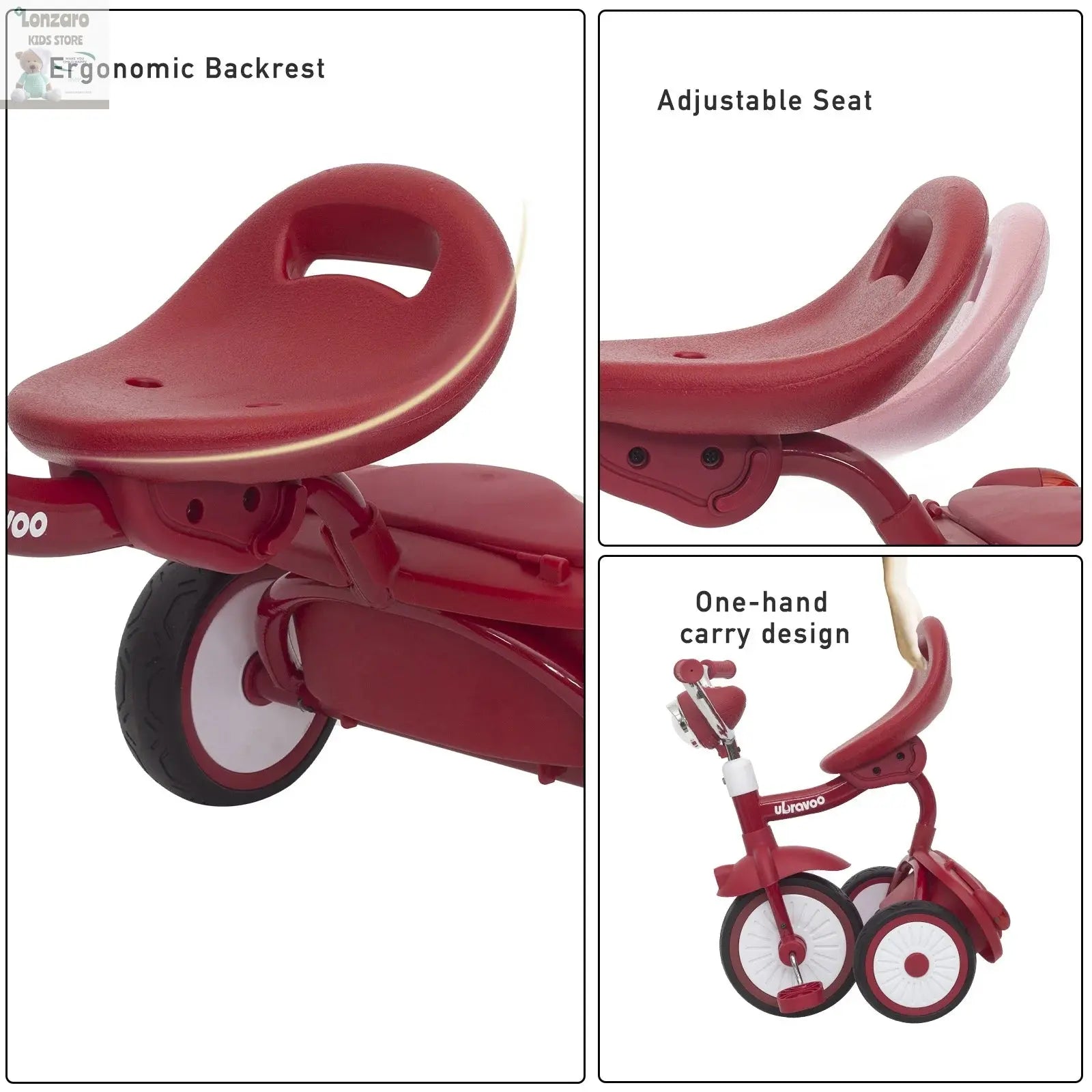 UBRAVOO Vouwbare Trike met Verlichting en Schokdemping Lonzaro Kids