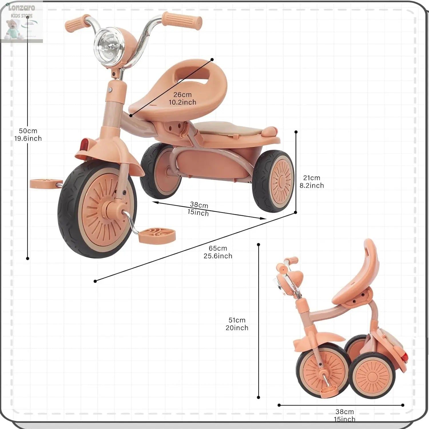 UBRAVOO Vouwbare Trike met Verlichting en Schokdemping Lonzaro Kids