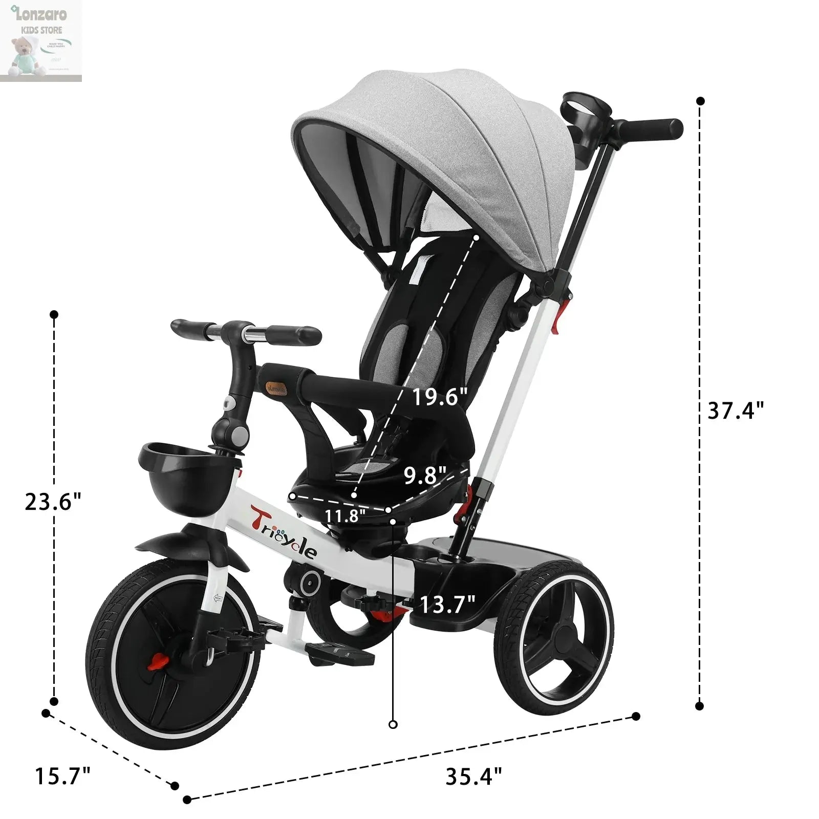 Ubravoo 6-in-1 Trike: Veilige Babyfiets & Wandelwagen - Lonzaro Kids