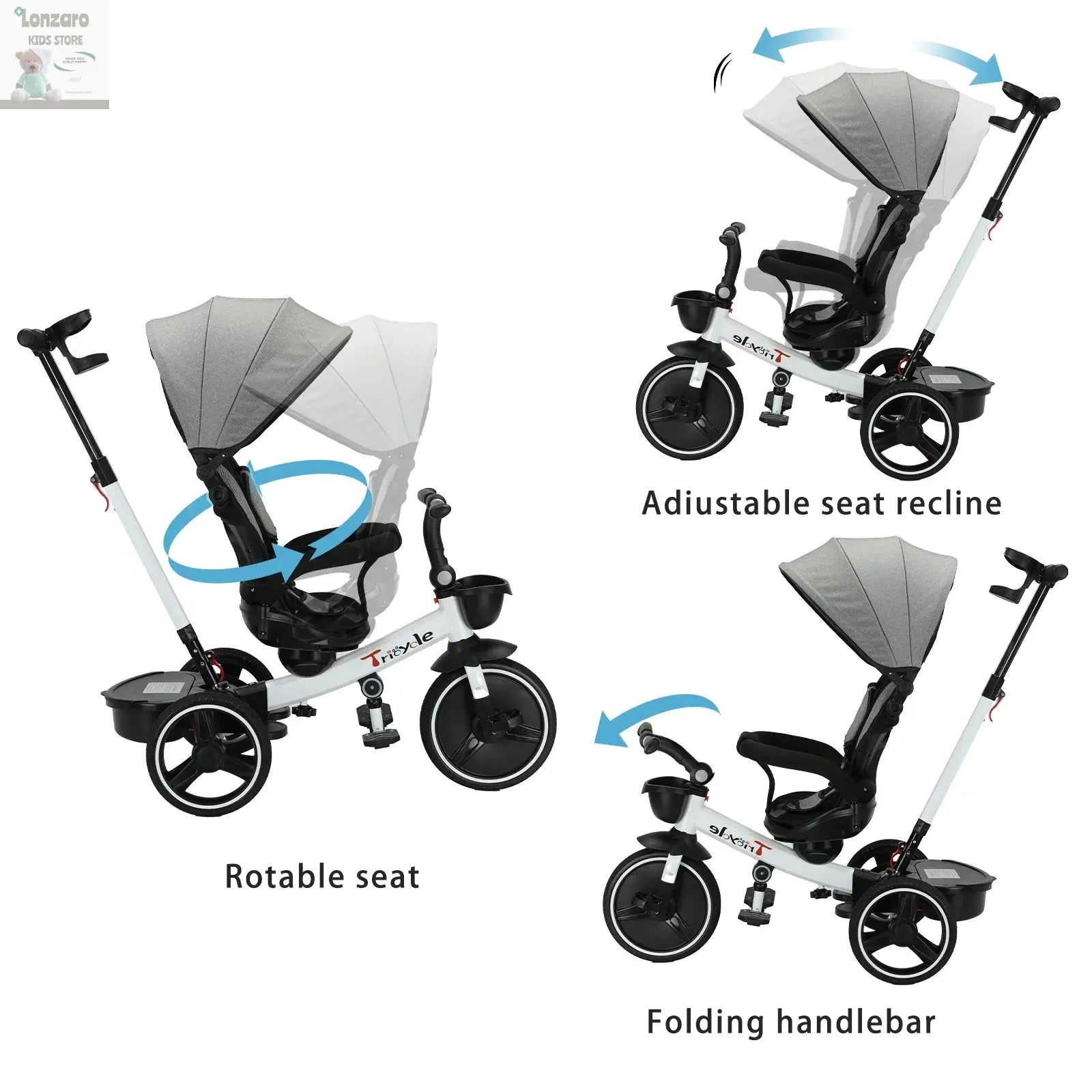 Ubravoo 6-in-1 Trike: Veilige Babyfiets & Wandelwagen - Lonzaro Kids