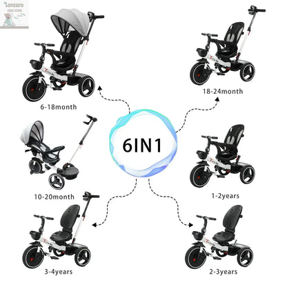 Ubravoo 6-in-1 Trike: Veilige Babyfiets & Wandelwagen - Lonzaro Kids