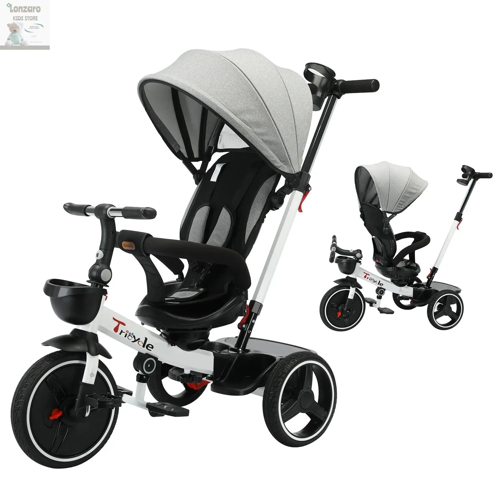 Ubravoo 6-in-1 Trike: Veilige Babyfiets & Wandelwagen - Lonzaro Kids