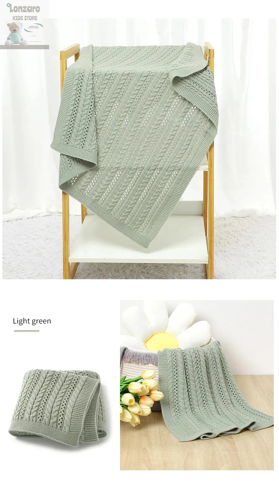 Unisex Gebreide Baby Deken 90x70cm - Lonzaro Kids 