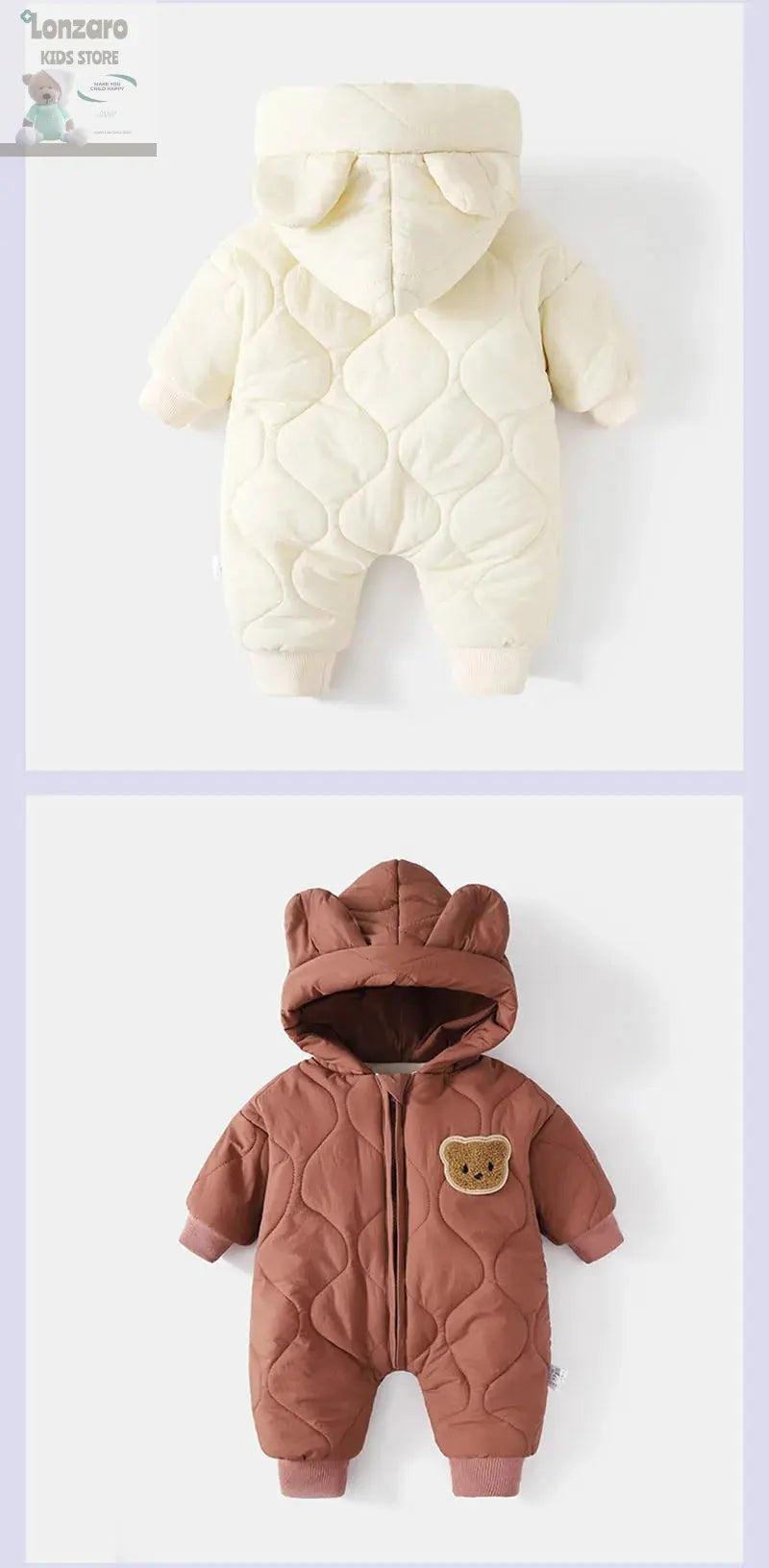 Winter Cartoon Baby Romper met Capuchon - Lonzaro Kids