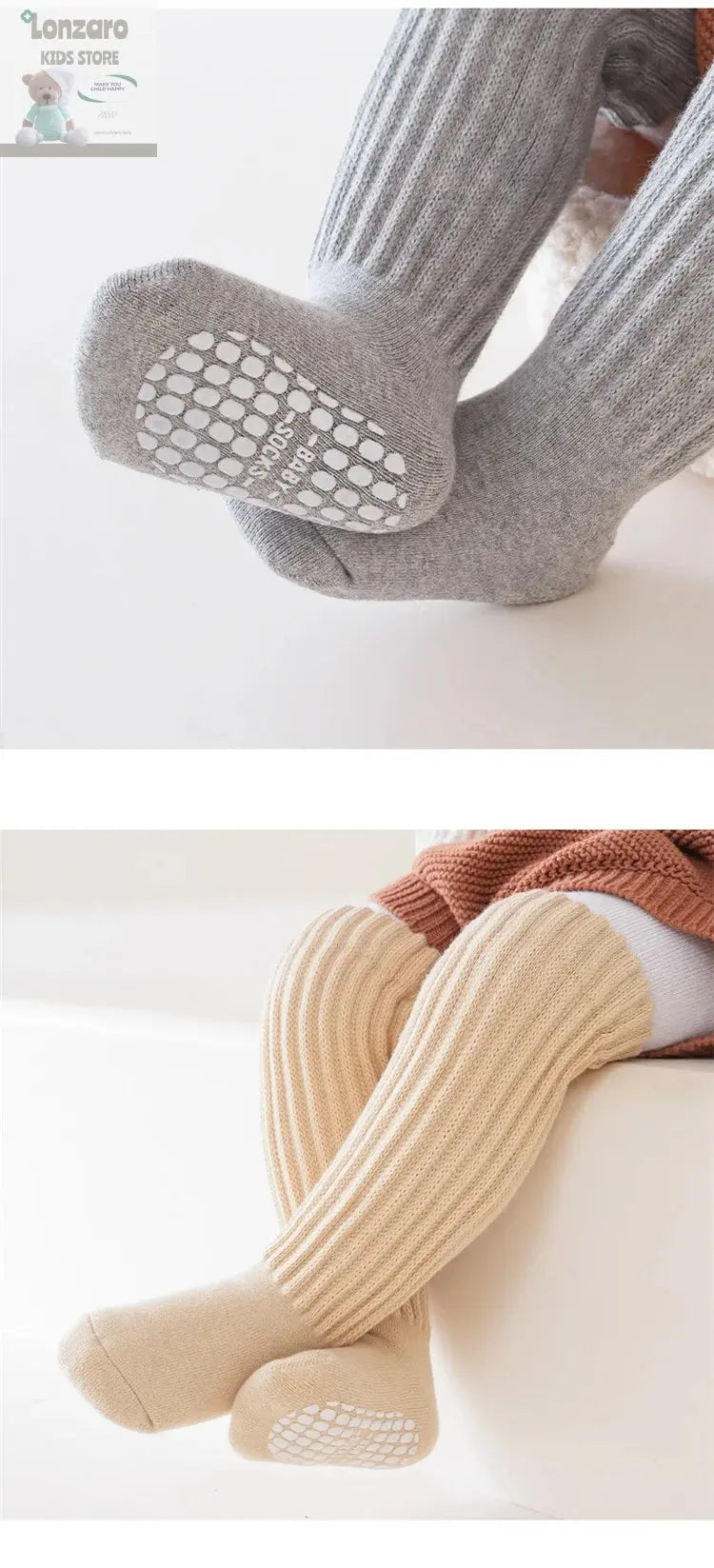 Zachte Antislip Kniesokken voor Baby's 0-4Y Lonzaro Kids