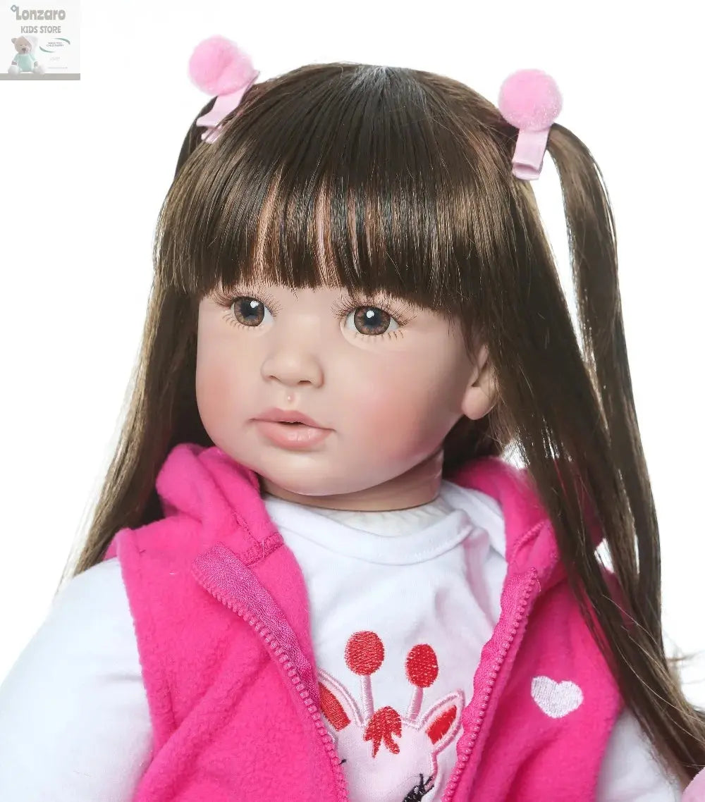 bebes 60CM High Quality Reborn Toddler Princess Girl Doll With Giraffe Adorable Lifelike Baby Bonecas Bebe Doll Reborn Menina Lonzaro Kids