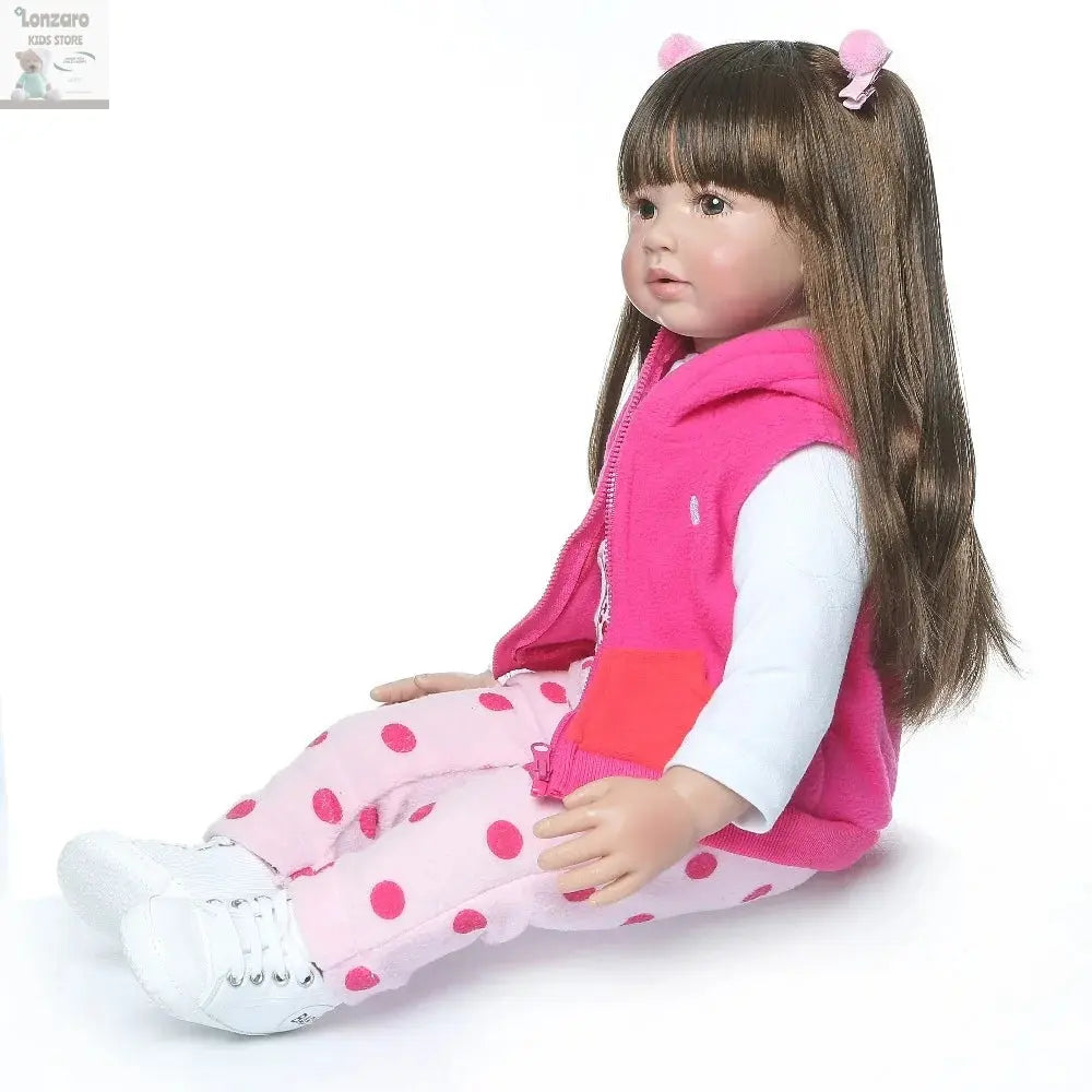 bebes 60CM High Quality Reborn Toddler Princess Girl Doll With Giraffe Adorable Lifelike Baby Bonecas Bebe Doll Reborn Menina Lonzaro Kids
