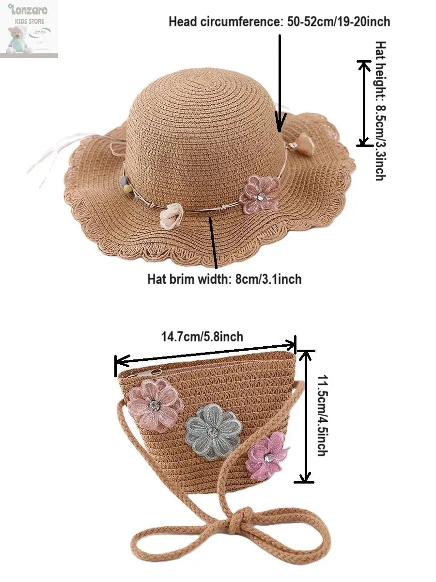 little girls summer straw sun hats and straw shoulder bags Lonzaro Kids