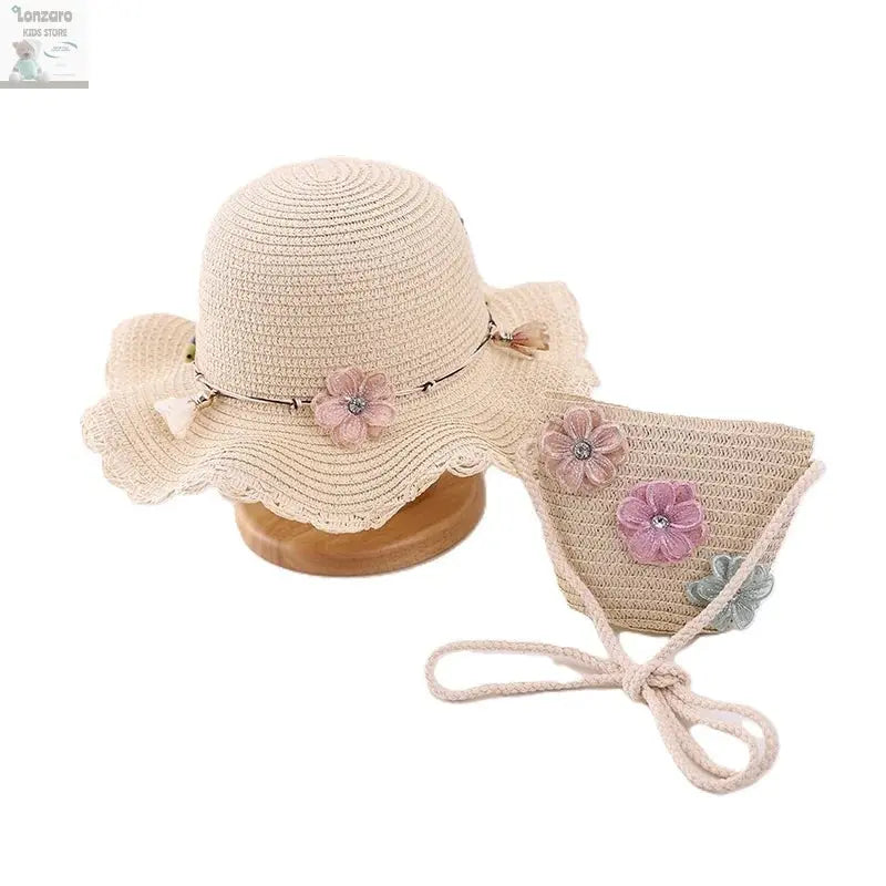 little girls summer straw sun hats and straw shoulder bags Lonzaro Kids